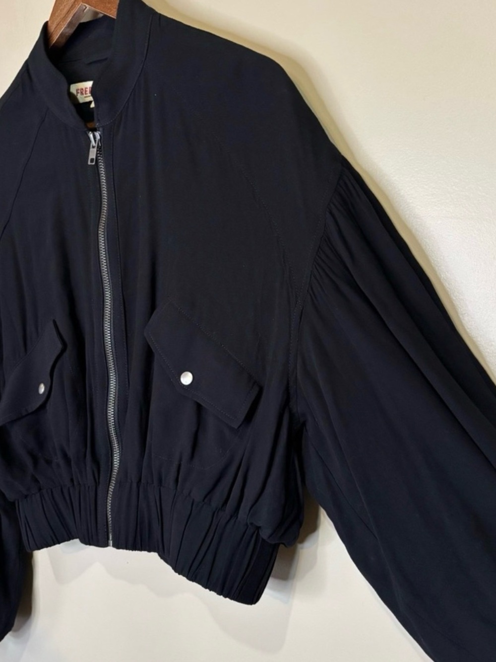 Free People On Pointe Zip Up Bomber Jacket Size M - Picture 5 of 7